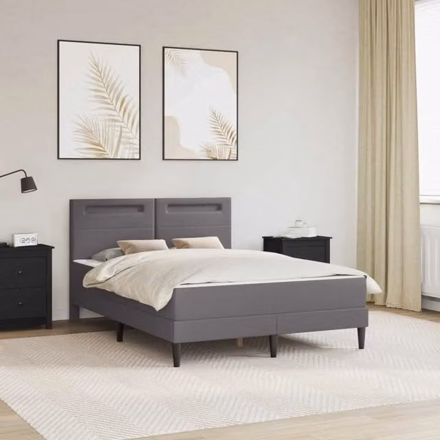 Struttura letto con materasso Grigio 160 x 200 cm Similpelle 3415003