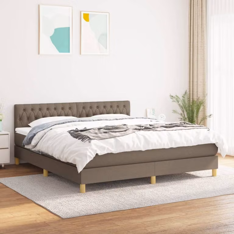 Maison Exclusive - Giroletto a Molle con Materasso Tortora 180x200 cm in Tessuto