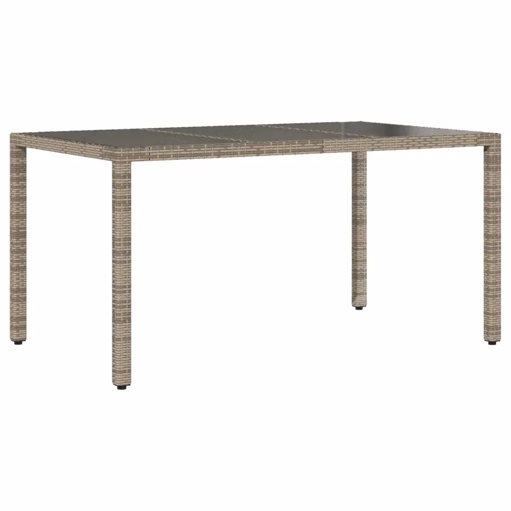 Tavolo da giardino rettangolare vidaXL in polyrattan grigio con piano in vetro L: 150 cm, P: 90 cm, H: 75 cm – 2