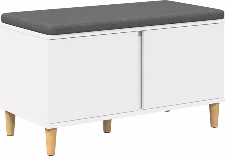 Panca per ingresso con cuscino con porta Bianco 80 x 38 x 46 cm