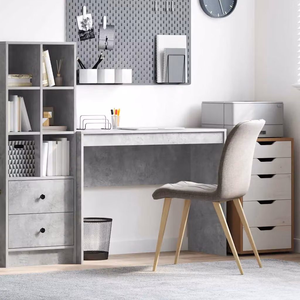 Scrivania minimalista vidaXL in MDF laminato grigio, L 100 x P 40 x H 76 cm