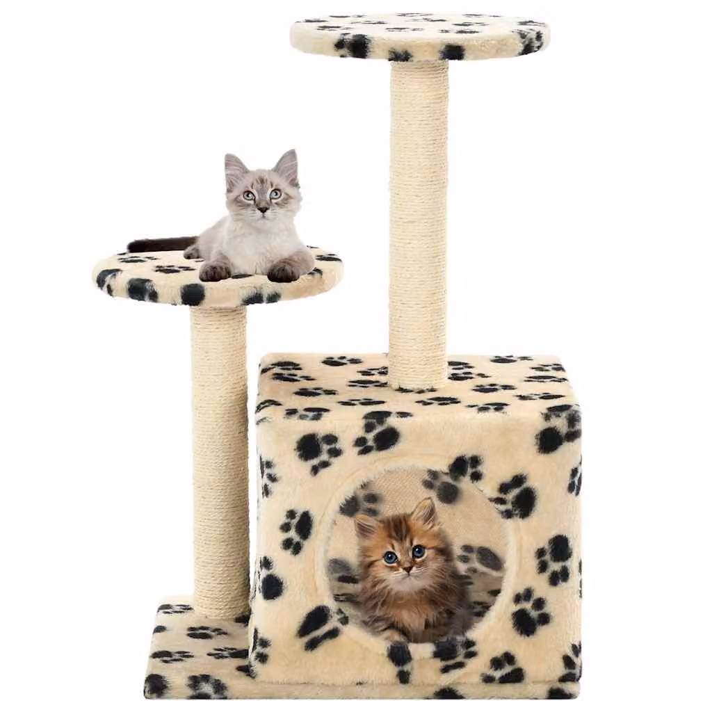 Albero per gatti e tiragraffi vidaXL in sisal con stampa animal print, beige, H: 60 cm