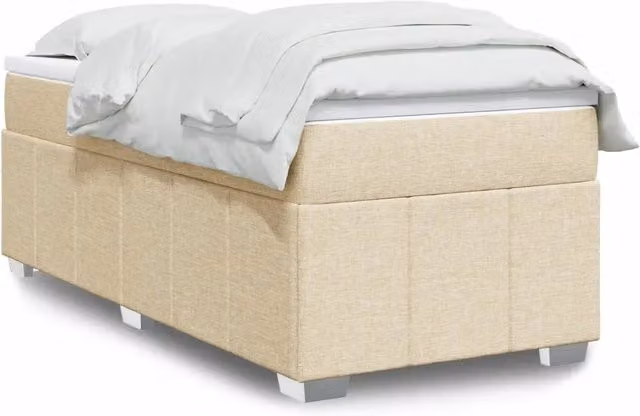Letto con Giroletto a Molle e Materasso vidaXL, Colore Beige e Bianco, L/P/H: 90 x 200 cm