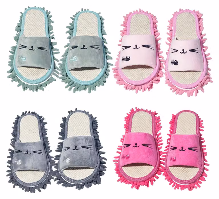 4 paia di pantofole in microfibra – pantofole per la pulizia, unisex, taglia 39-42