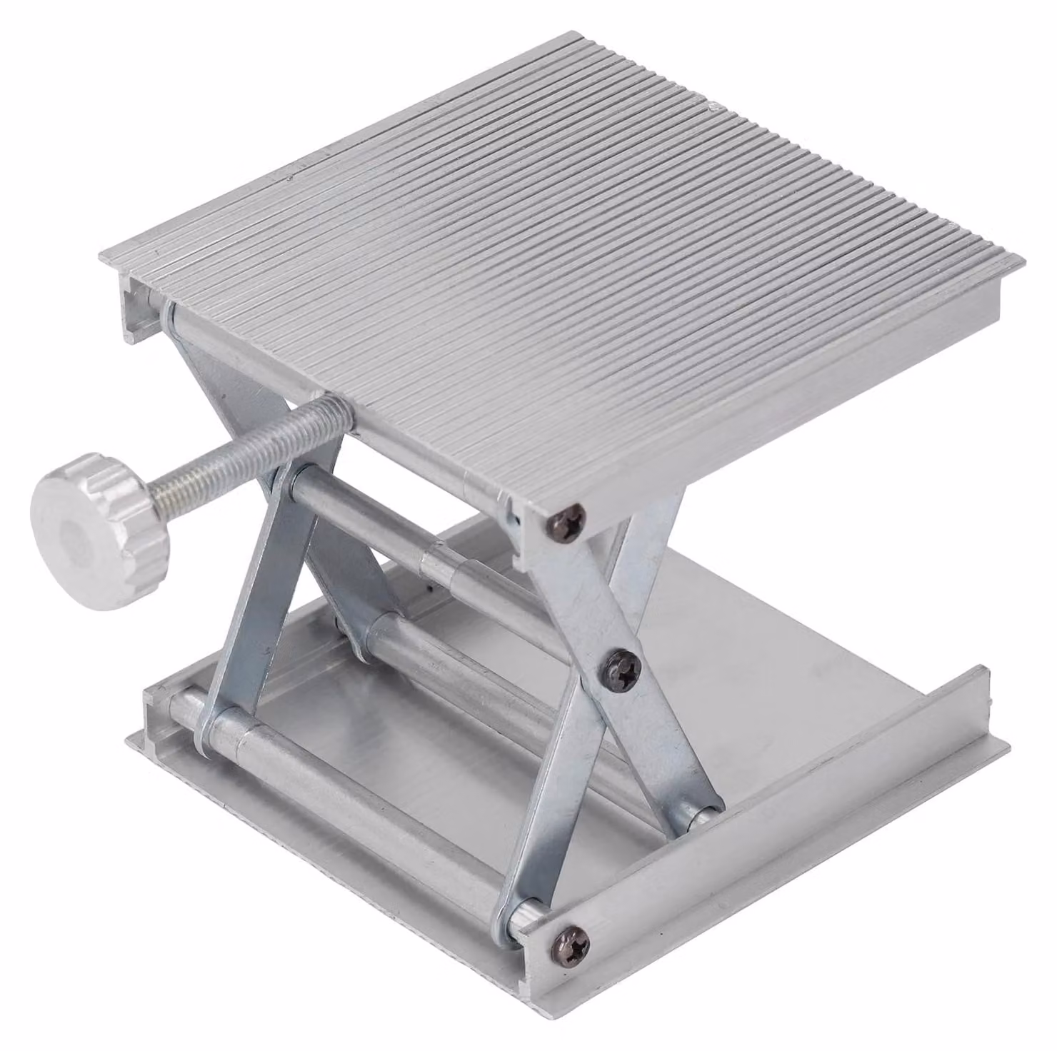 Piattaforma di supporto, 90x90 mm, regolabile in altezza, portata 30 kg, alluminio, colore argento