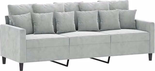 Divano da soggiorno moderno in velluto grigio con struttura in metallo L: 198 cm, P: 80 cm, H: 77 cm