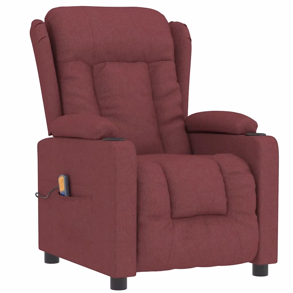 Poltrona relax reclinabile elettrica vidaXL in tessuto rosso con braccioli – 2
