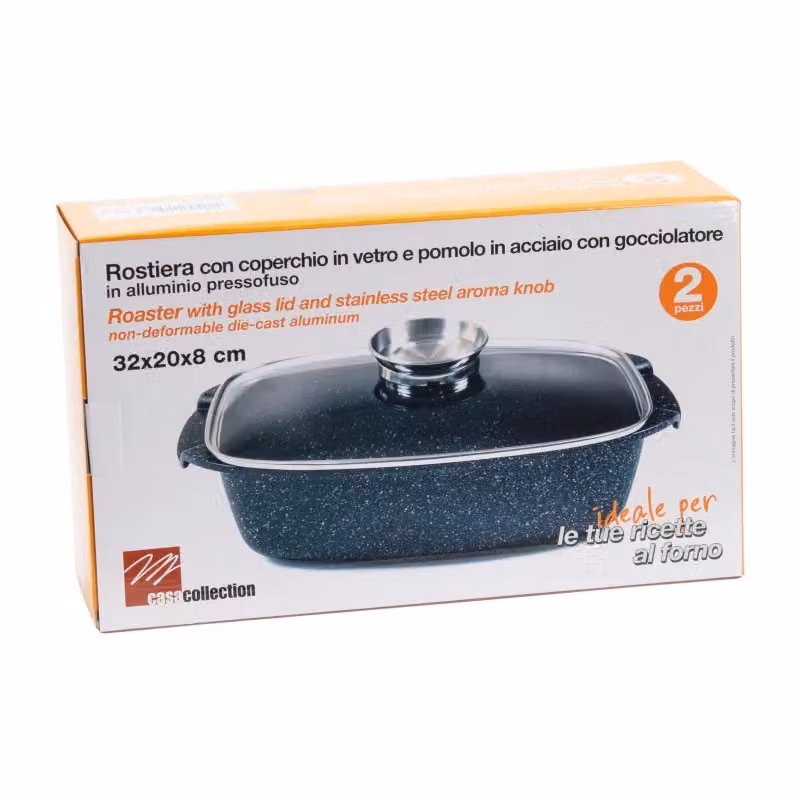 Set di 4 Rostiere Rettangolari in Alluminio Pressofuso con Coperchio Casa Collection, Nero, L: 32 cm – 2