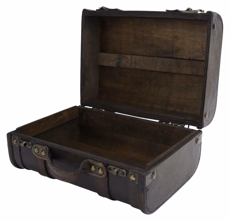 Contenitore per riporre oggetti in legno, valigia vintage con serratura, dimensioni 23,9 x 17,3 x 11,9 cm