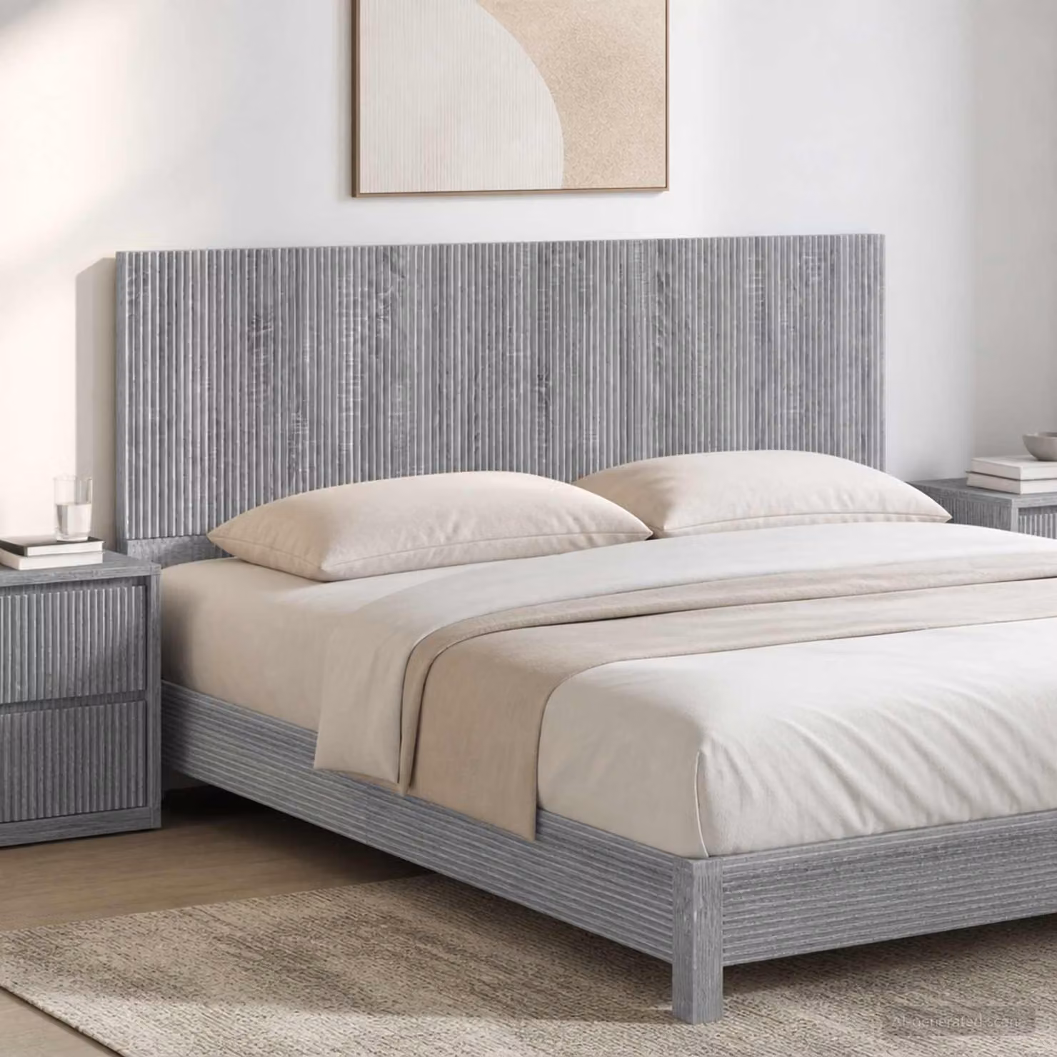 Testiera da muro vidaXL ARNHEM in legno ingegnerizzato grigio con ripiano integrato L: 180 cm, H: 50 cm, P: 15,1 cm