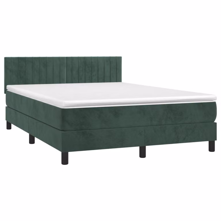 Giroletto a Molle con Materasso Verde Scuro 140x200 cm Velluto