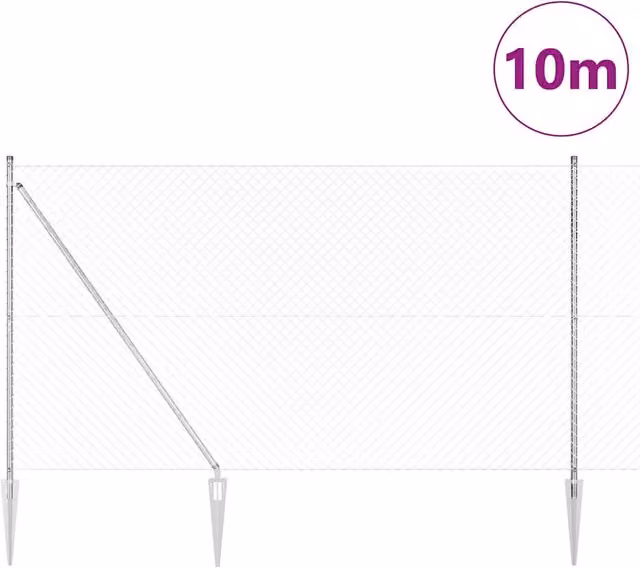 Pannello per recinzione in acciaio argentato DESIGN IN, dimensioni 10 x 1,6 m con rete 40 x 40 mm