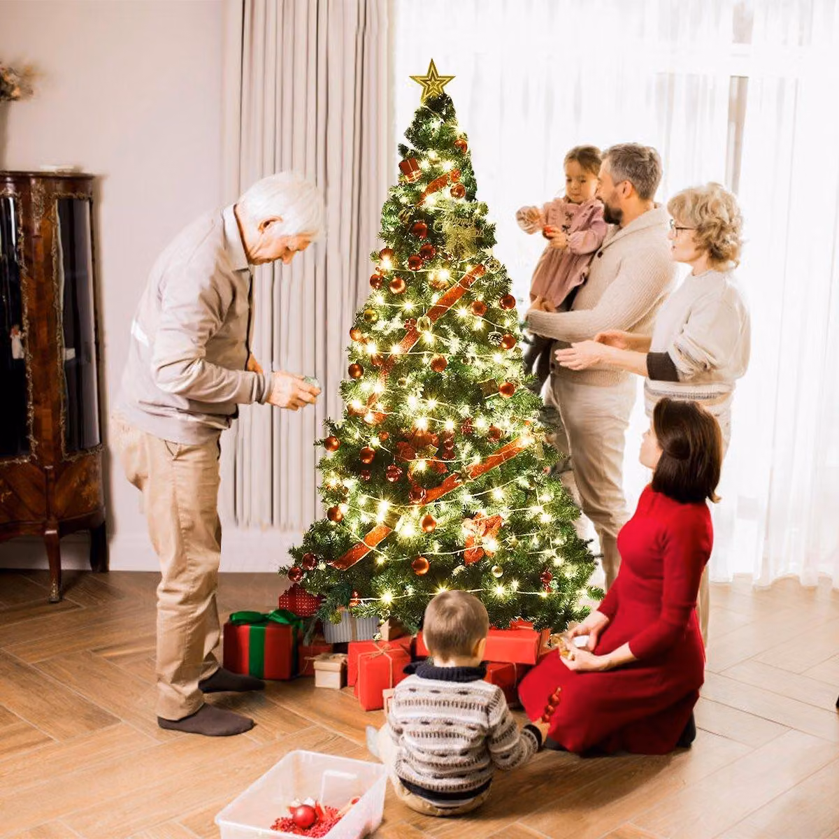 Albero di Natale albero di Natale artificiale con supporto in metallo 150-240 cm verde-210 cm