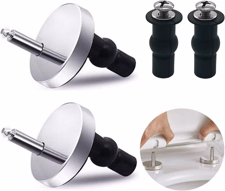 Cerniere per sedili WC – Cerniere di ricambio in acciaio inossidabile per sedili WC – Set di cerniere universali – Kit di montaggio per sedili WC con sistema di chiusura automatica – per sedili WC