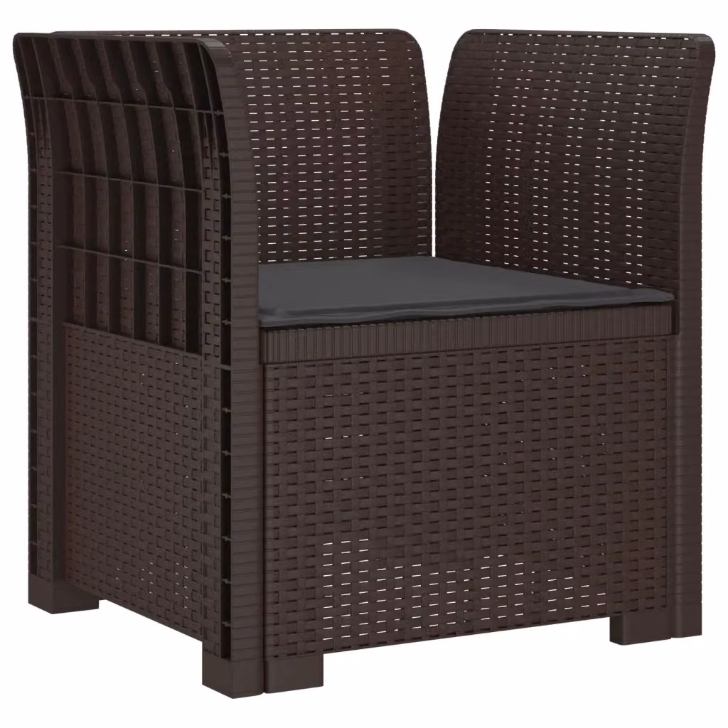 Sedia da giardino poltrona a 1 posto con cuscino in effetto rattan marrone e antracite per giardino balcone o terrazzo – 2