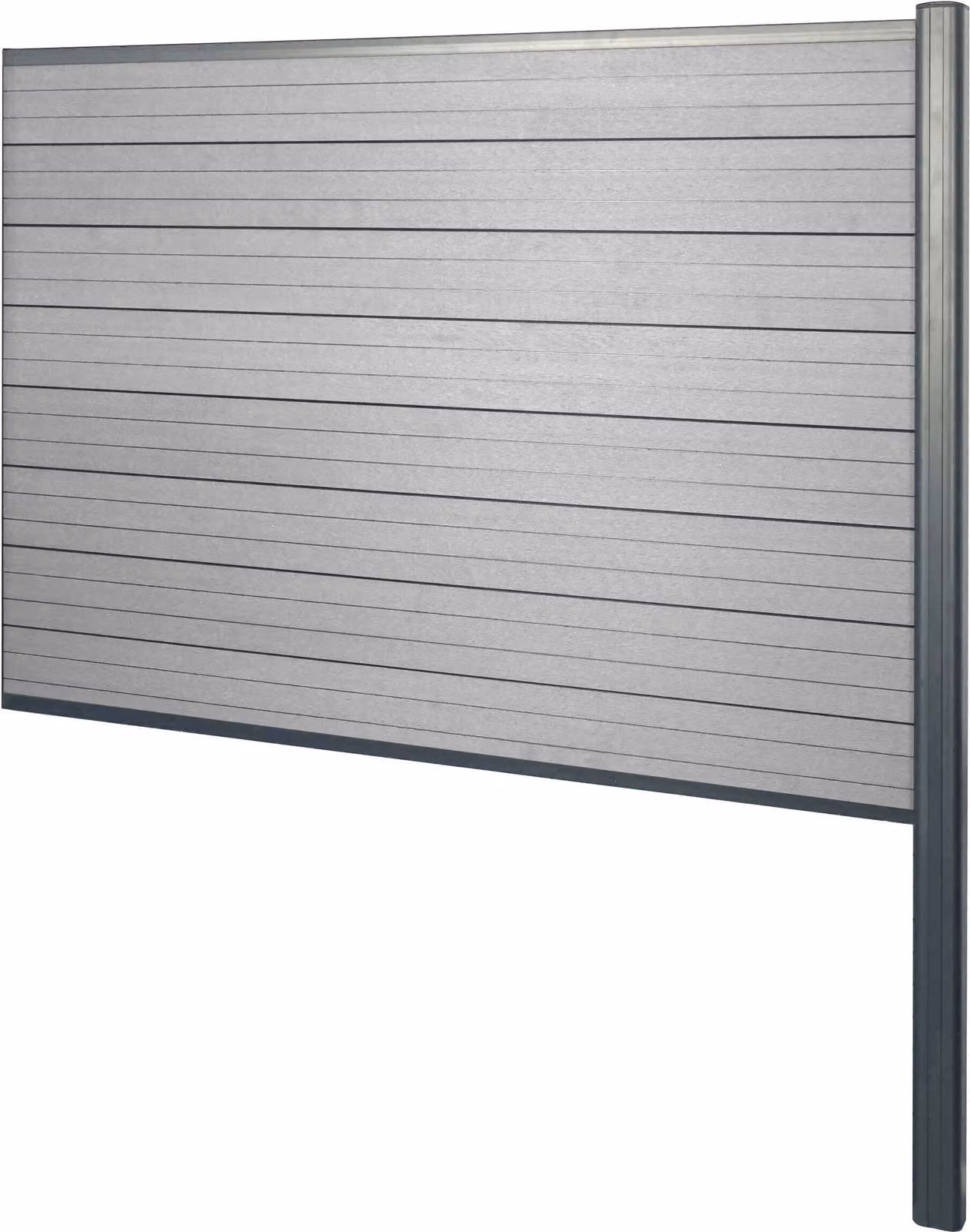 Schermatura in WPC Savoie, recinzione frangivento, pali in alluminio da cementare ~ Elemento di prolunga, 185 cm, grigio