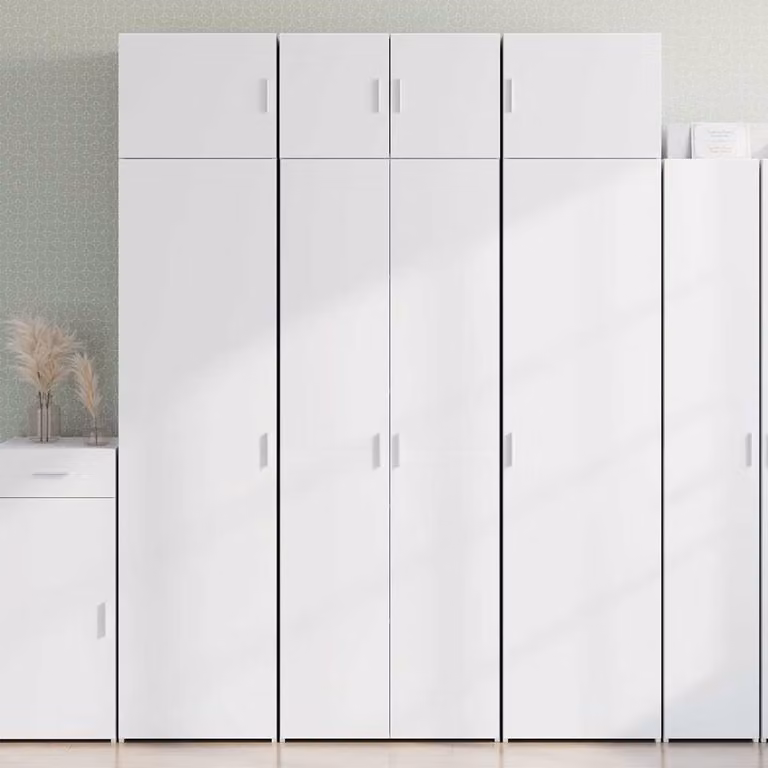 vidaXL Mobile Portaoggetti Bianco in MDF con Ante a Battente L: 70 cm, P: 42,5 cm, H: 225 cm