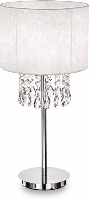 Ideal Lux Opera Lampada da Tavolo in Metallo e Cristallo Cromato e Bianco con LED