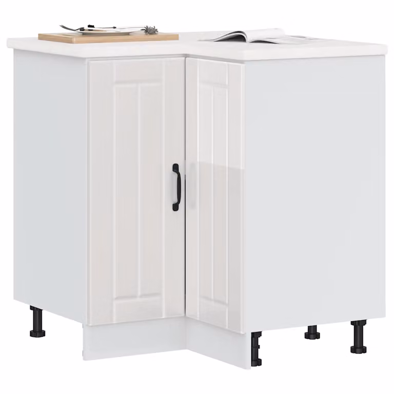 Base angolare per cucina vidaXL Lucca bianco lucido con ante a cerniera in MDF
