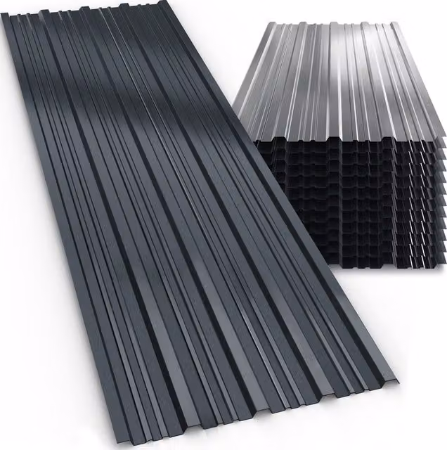 Set di 12 pannelli per tetto ondulati trapezoidali Gardebruk in acciaio zincato antracite, copertura 7 m², L: 129 cm, P: 46 cm – 1
