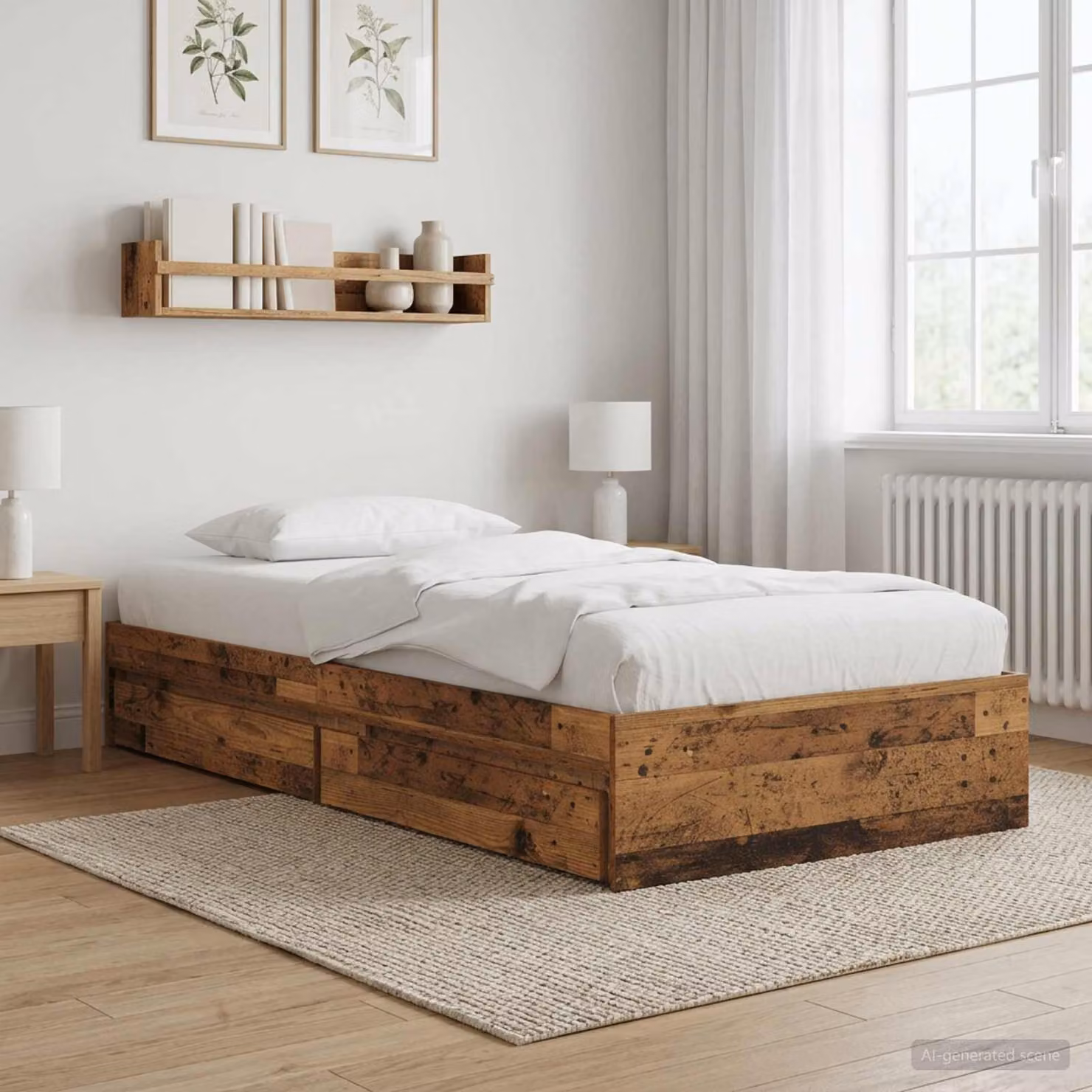 vidaXL Letto con cassetti in legno color marrone L: 200 cm, P: 80 cm, H: 83 cm