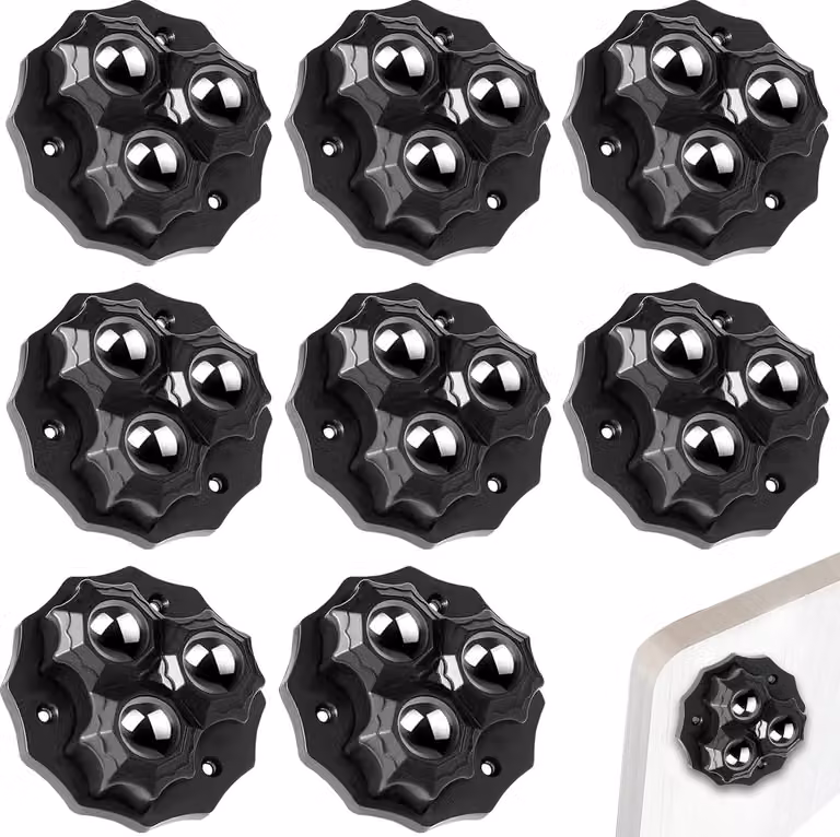 Ruote per mobili - Ruote a sfera a 360° - 8 pezzi - nero