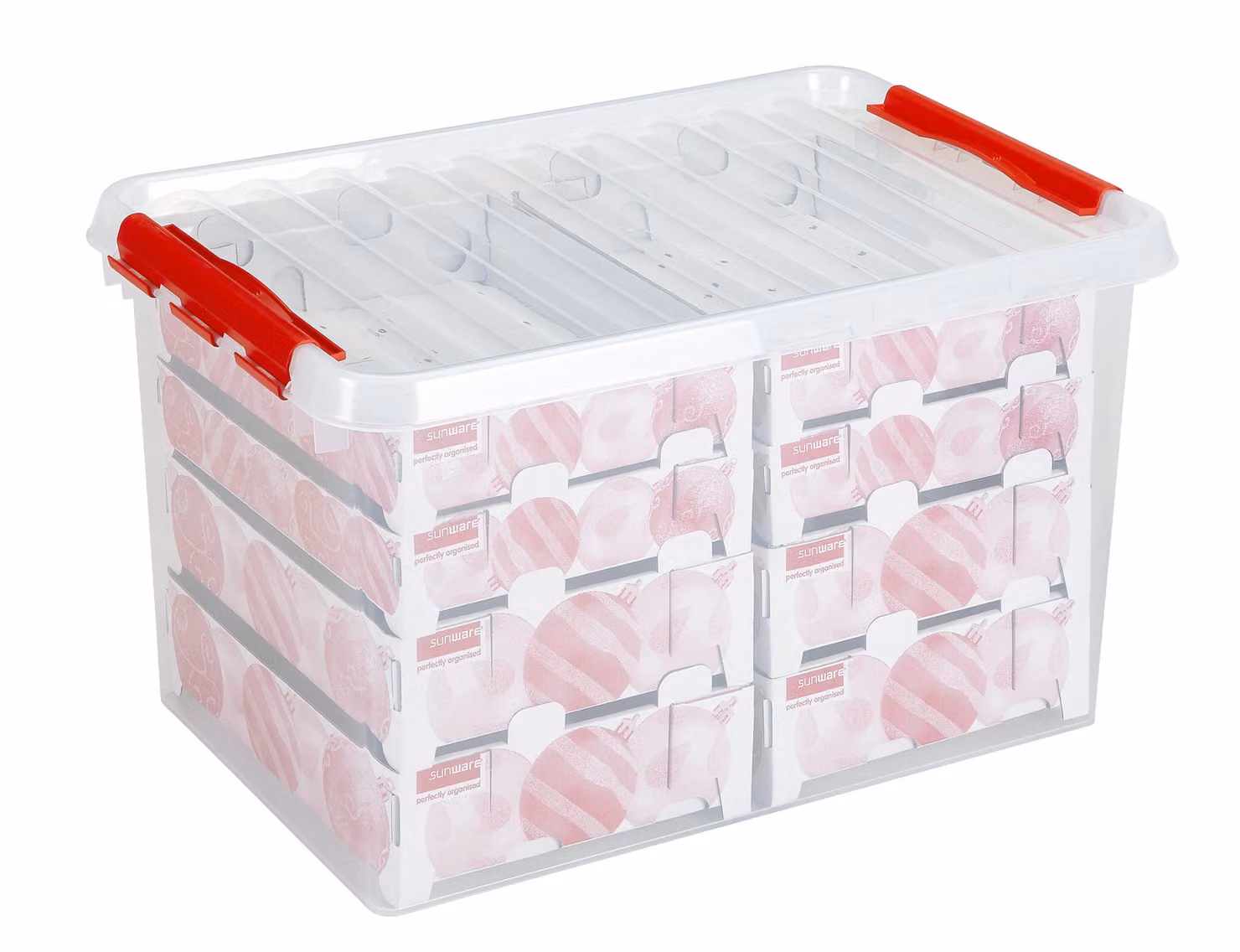 Scatola portaoggetti da 62 L, scatola natalizia con spazio per 116 palline di Natale Ø 45-80 mm