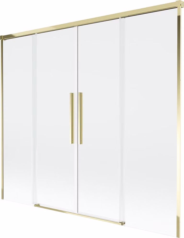 Mexen Rox paravento per vasca da bagno a 2 ante scorrevoli 170 x 150 cm, trasparente, dorato - 8C9-170-002-50-00