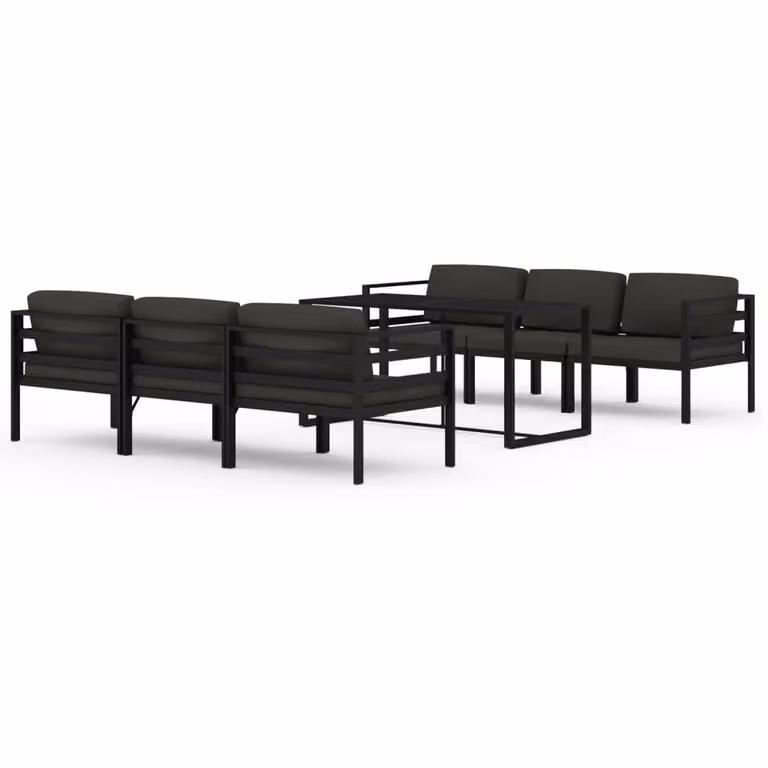 Set Divani da Giardino 7 pz con Cuscini in Alluminio Antracite