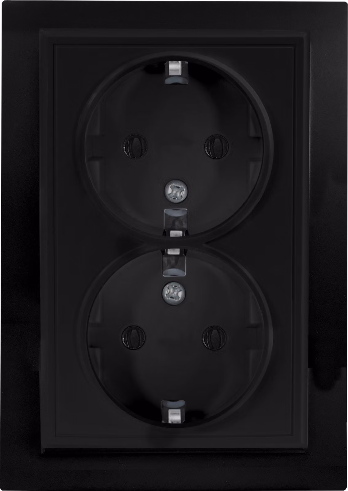 Prese multiple Schuko a due prese con cornice, 230V, serie QUADRA, colore nero
