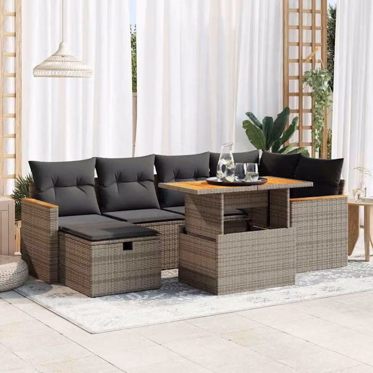 Maison Exclusive - Set da giardino 8 pezzi con cuscini grigio in polyrattan