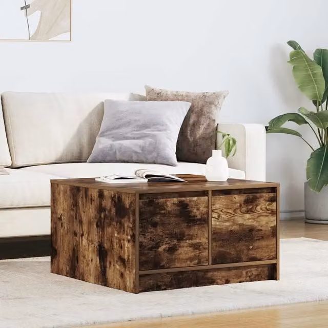 Tavolino da salotto moderno vidaXL in legno rovere color marrone L: 70,5 cm, P: 70,5 cm, H: 40 cm – 1