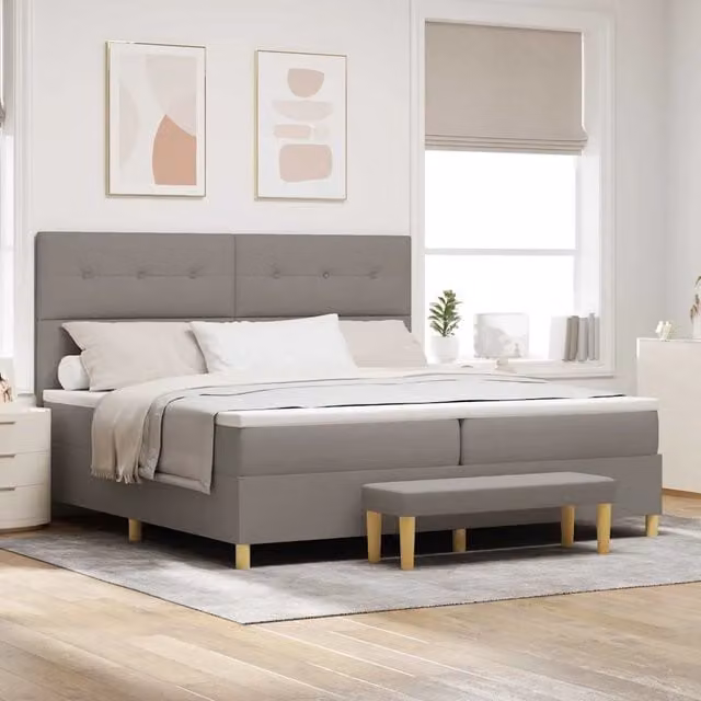 Letto a molle con testiera Talpa vidaXL in tessuto beige o grigio L: 200 cm, P: 200 cm, H: 128 cm – 1