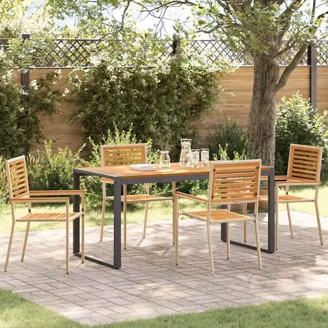 Set da Pranzo per Giardino 5 pz Beige e Marrone polyrattan 3365477