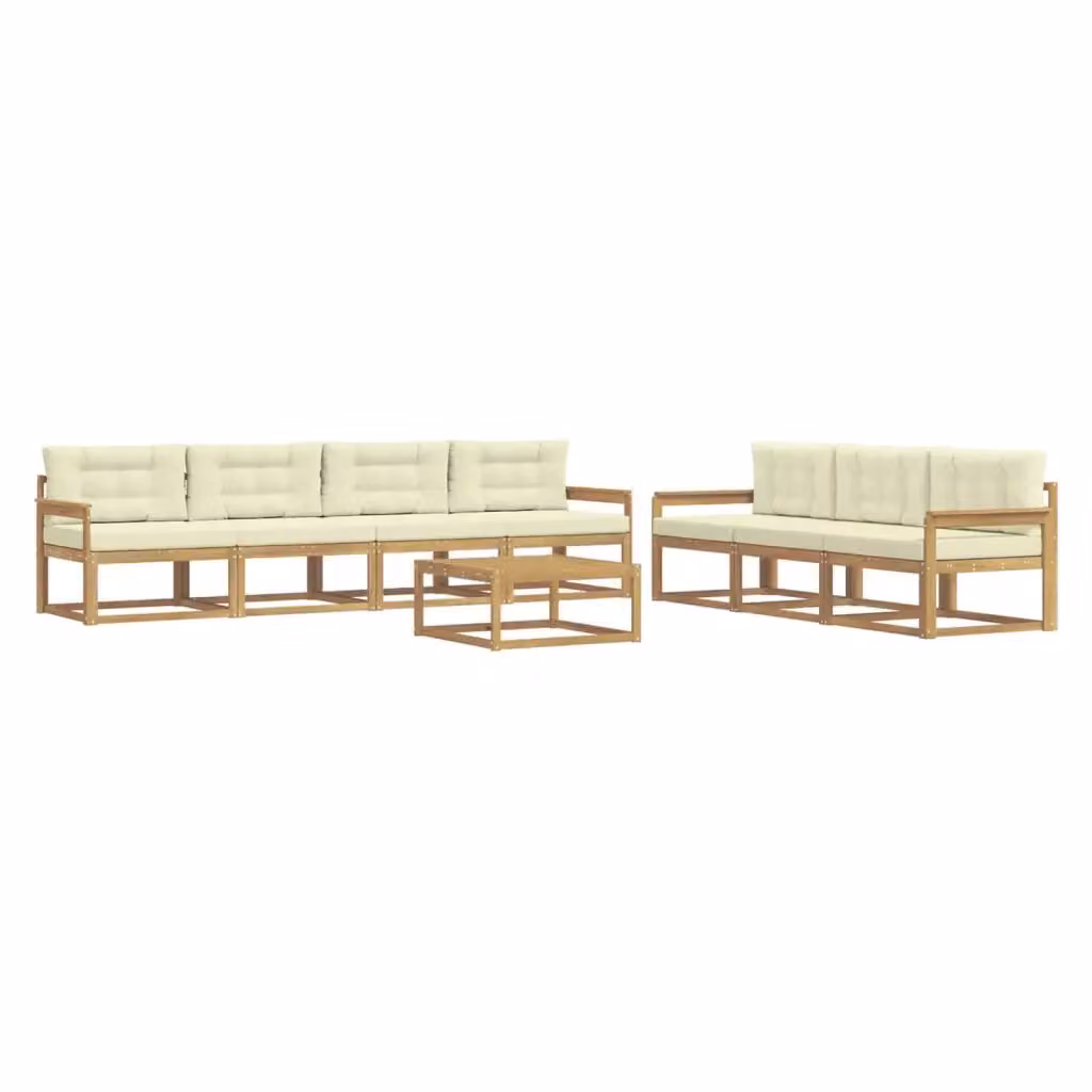 Set di mobili da esterno vidaXL composto da 7 pezzi in legno di acacia con divani e tavolino, colore bianco e beige – 2