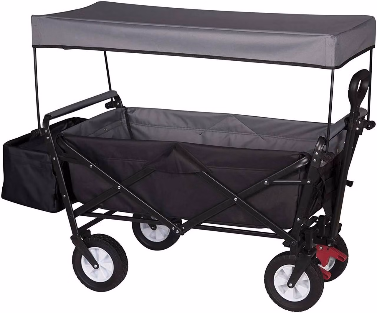 Carrello pieghevole con tetto e freno, colore antracite, dimensioni 120x51x93 cm