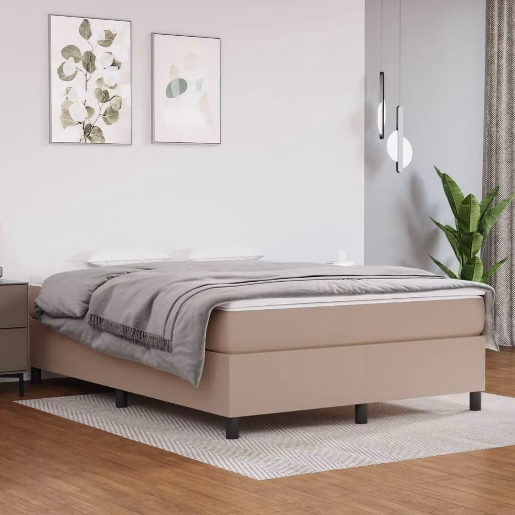 The Living Store Letto a molle insacchettate Materasso Cappuccino-Marrone 140x200cm Similcuoio