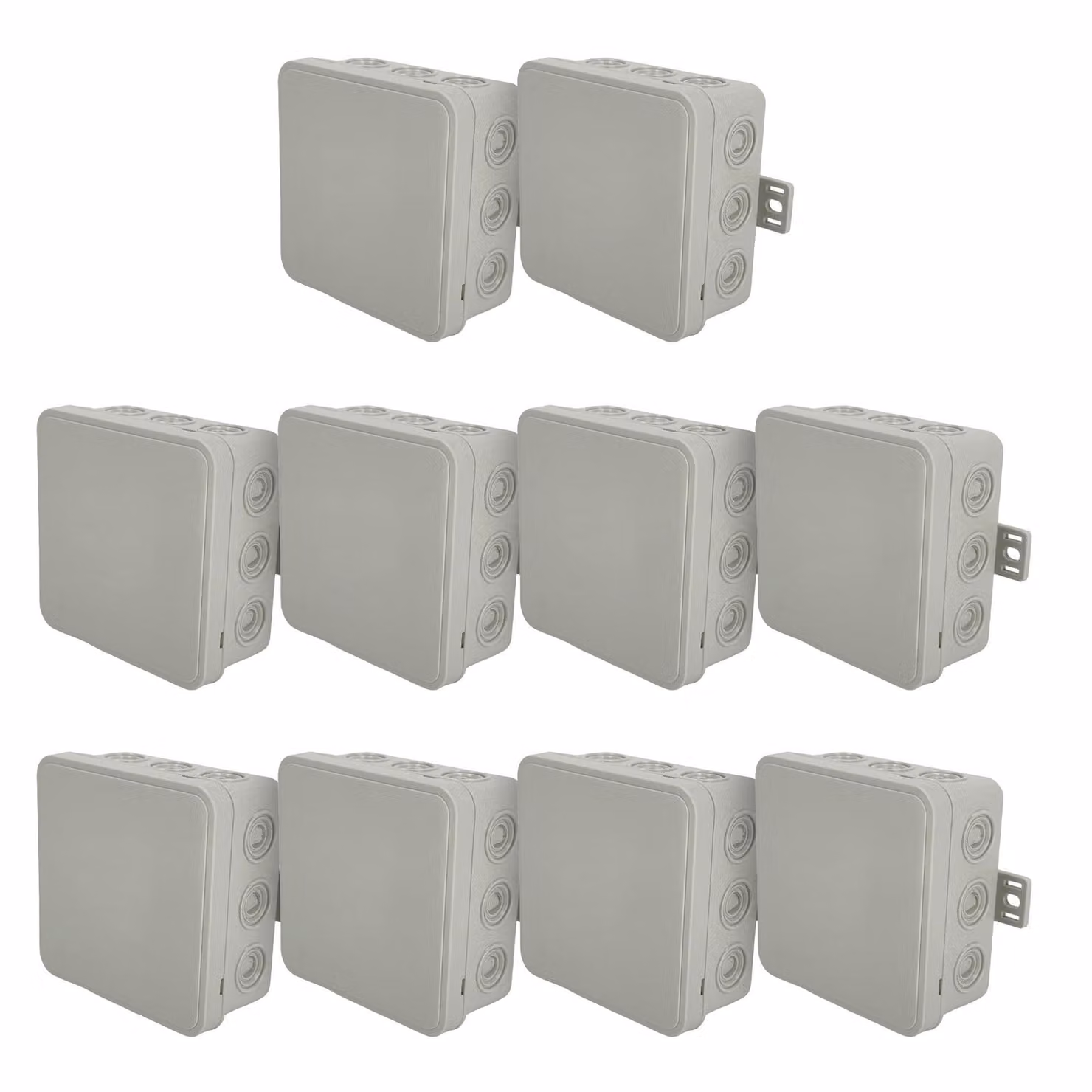 10x Scatola di derivazione flessibile per montaggio a superficie 100x100x41mm IP54 12 ingressi cavi a scatto con aperture a bussola grigio V7 EDO777919 EDO Technic