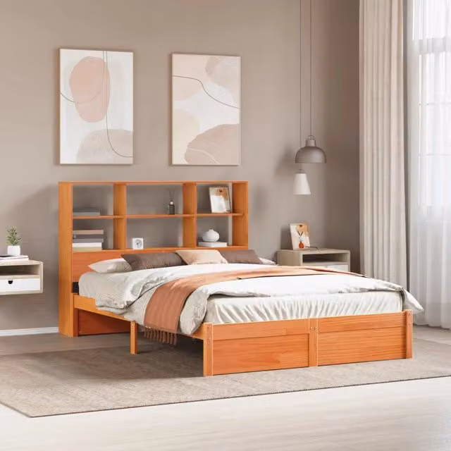 Struttura del letto con testiera contenitore Marrone Cera 3422700