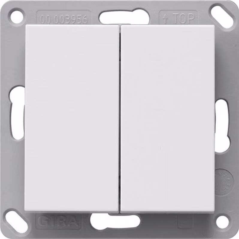 Trasmettitore da parete Gira RF 2f per sistema KNX 55, bianco puro, codice 517827