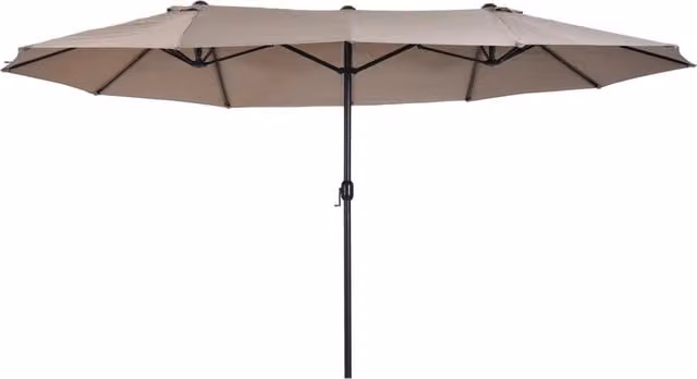 Ombrellone doppio da giardino XYLO in acciaio e poliestere beige con apertura a manovella, L: 455 cm, P: 265 cm, H: 238 cm