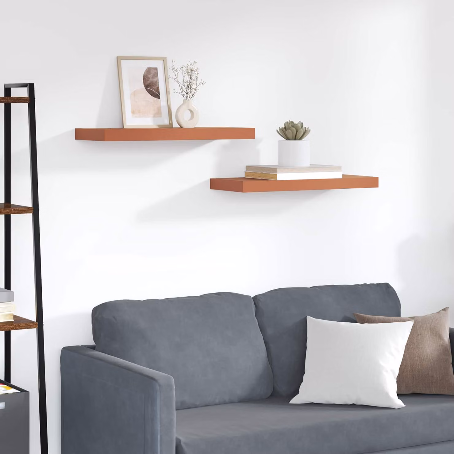 Set di 2 Scaffali da parete vidaXL in MDF Rosso Opaco L: 60 cm, P: 23 cm, H: 3,8 cm