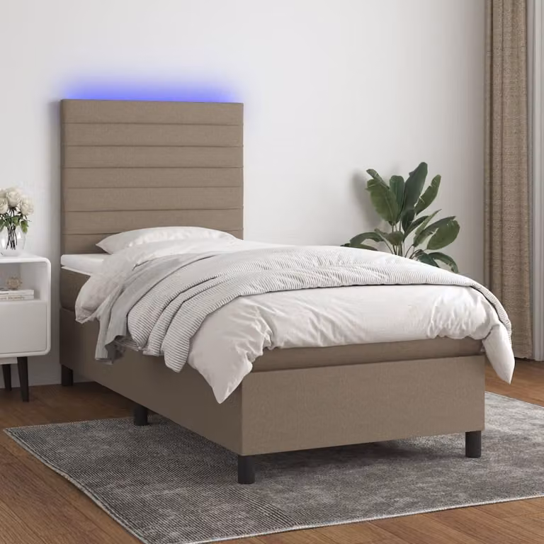 Maison Exclusive - Letto a Molle con Materasso e LED Tortora 100x200cm in Tessuto
