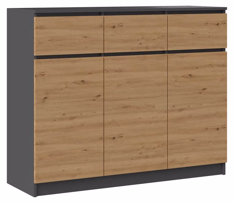 Cassettiera combinata larga ELBE - rovere artisan / antracite