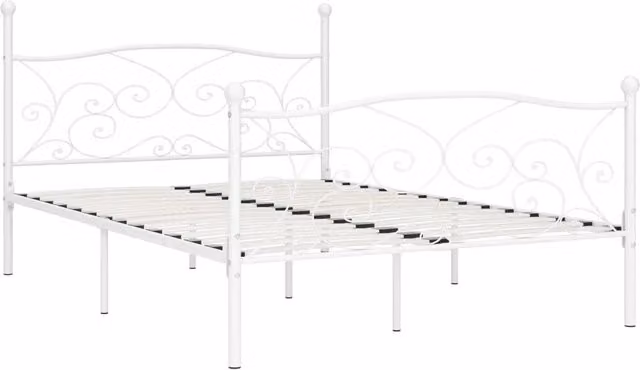 Letto matrimoniale | Letto per adulti | Giroletto Base con Doghe Bianco in Metallo 120x200 cm