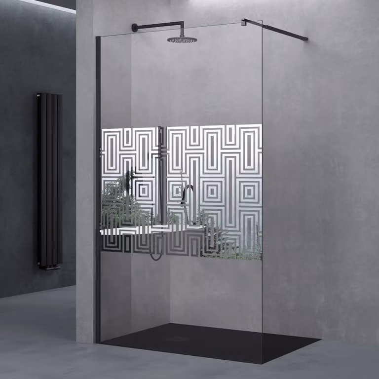 doporro Box Doccia Walk-In 140x200cm, Parete Doccia Anticalcare in Vetro di Sicurezza 10mm con Braccio Sostegno Telescopico in Acciaio Nero Bremen02DM