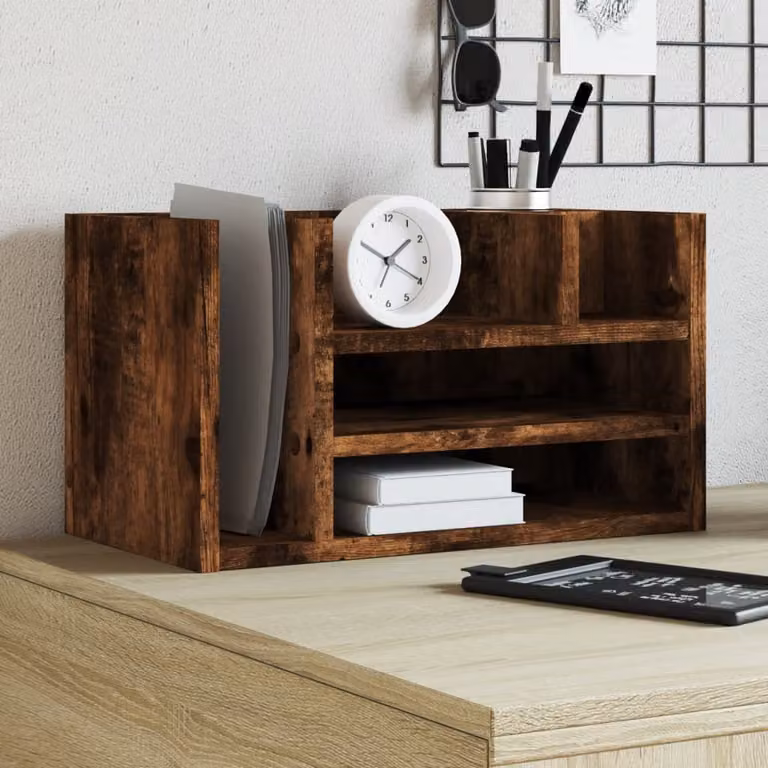 Maison Exclusive - Organizer da scrivania in rovere affumicato 44,5x24x25 cm Materiale ligneo