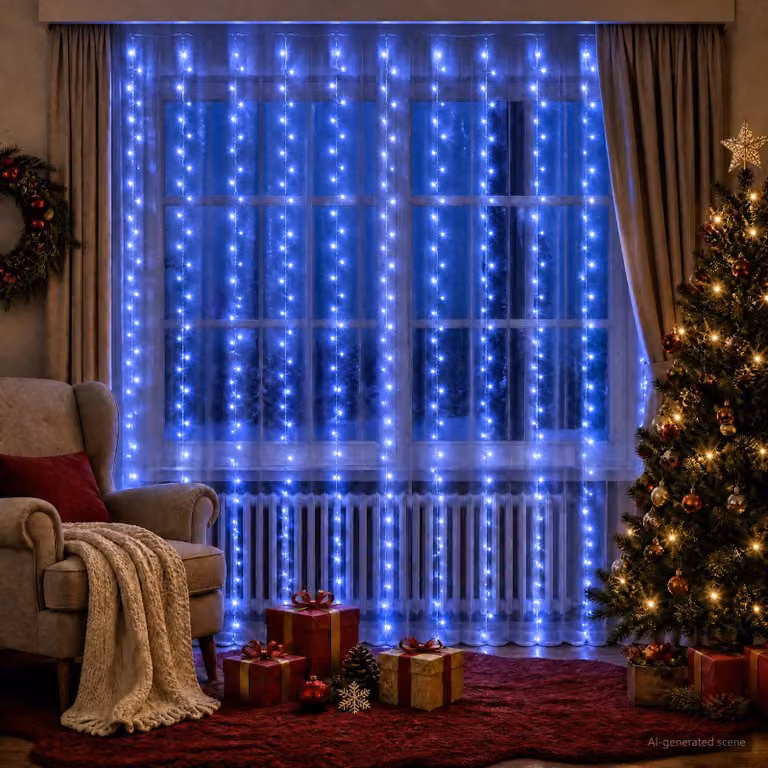 vidaXL Tenda luminosa 300 LED Blu 300 x 300 cm
