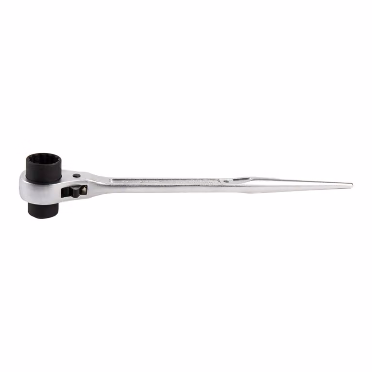 Cricchetto per ponteggi STIER 19 x 22 mm a doppio esagono, cricchetto ad anello Chiave a cricchetto ad anello, chiave a cricchetto con punta centrale e bloccaggio a perno, versione cromata