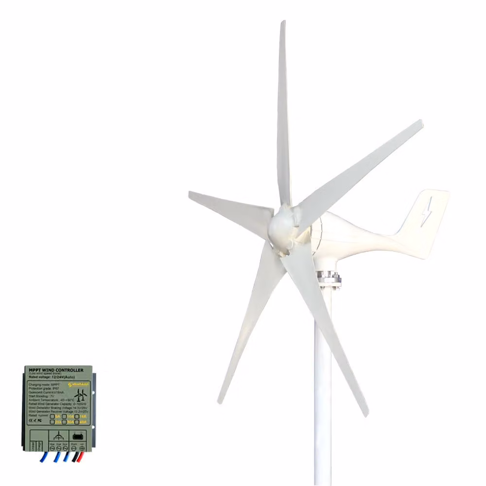 Generatore eolico orizzontale, potenza 3000W, design a 5 pale, regolatore MPPT incluso. Regolatore MPPT , 3000 Watt, 24V